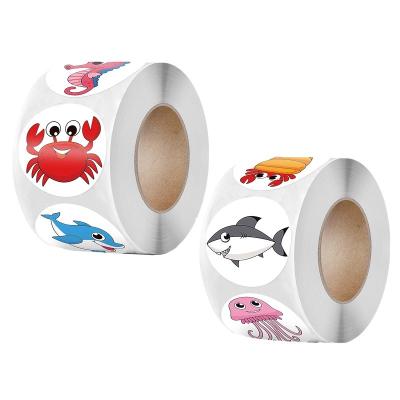 China Strong Viscosity 500pcs/roll Sea Animal Stickers Children's Thinning Sticker for sale