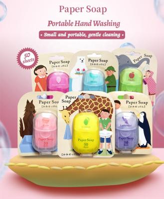 China Basic Cleansing Six Kinds Smell Private Label Travel Soap Paper Sheets Mini Hand Wash Soap Strip Water Soluble Portable Boxes Basic Cleaning for sale