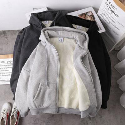 China Autumn and winter lambswool coat students Korean looser thick hoodie cardigan QUICK-DRY QUICK-DRY casual tops for sale