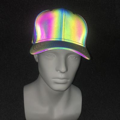 China COMMON GROUND Colorful Dazzling Luminous Baseball Cap Men And Women Reflective Baseball Cap Rainbow Hat for sale