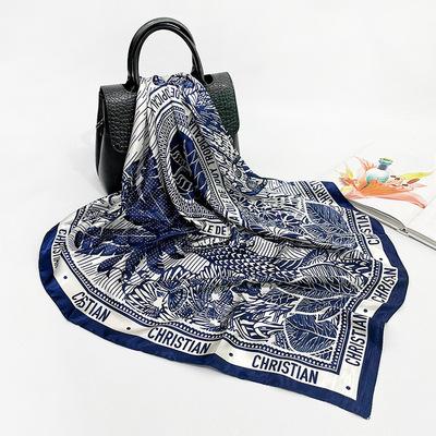 China Customization 2021 Square Spring And Summer Famous Square Scarf Lady Brand New Designer Printed Silk Scarf Square Shawl Wholesale for sale