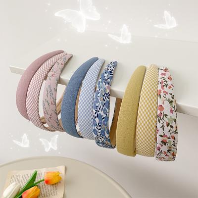 China Non-slip Hairpin Headband Travel Style Girl Retro Non-slip Fashion French Hairpin Snap Headband Printed Wide Brimmed Headband for sale