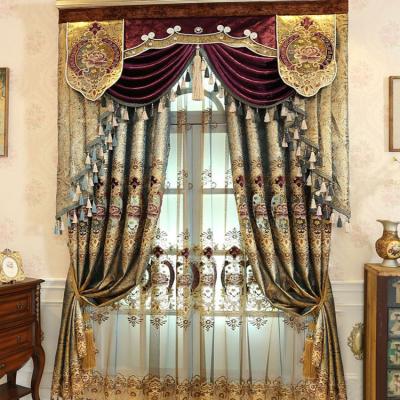 China Modern European Leather Curtain Gold Blackout Style Embroidery Water Soluble Curtain for sale