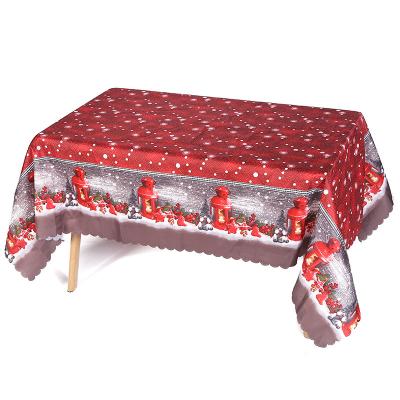 China Amazon New 2022 Waterproof Christmas Table Flag Home Decoration Snowflake Plaid Table Party Table Skirt for sale