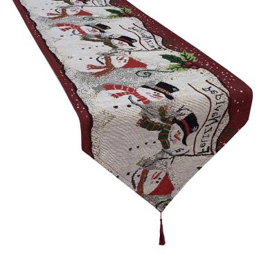 China 2022 Amazon Christmas waterproof cotton and embroidery table flag family kitchen table decoration cloth Christmas wind cloth tablecloth for sale