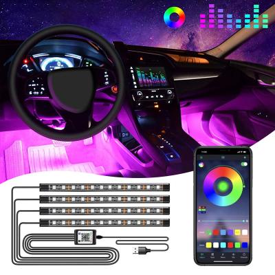 China Factory Direct Sale 5050 LED Strip Atmosphere Car Decorative Lights With APP Music Remote Control 4*9