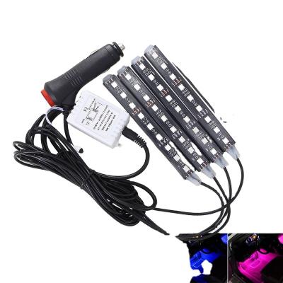 China Car LED Colorful Flame RGB LED Car Light Voice Activated Strip, LED Atmosphere Lamps, 12V Remote Control Car Interior Light 002 for sale