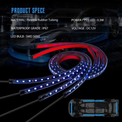 China Waterproof ABS+LED RGB Led Strip Light Underbody Outdoor Kit Multicolor Ambient Lighting Remote Control Car Lights for sale