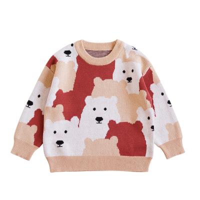 China RTS Autumn Fashion Warm Kids Anti-Shrink Toddler Cute Knitted Sweater For Babies Cute Cartoon Bear Sweater for sale