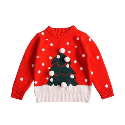 China 2021 Holiday Winter Anti-Shrink Long Sleeve Cartoon Custom Kids Knitted Acrylic Ugly Christmas Sweater Customized for sale