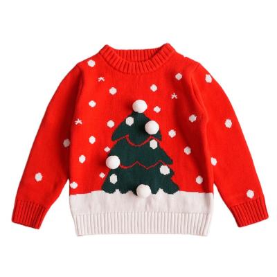 China 2021 Holiday Winter Anti-Shrink Long Sleeve Cartoon Custom Kids Knitted Cotton Ugly Christmas Sweater for sale