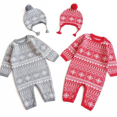 China Soft Made in China High Quality Newborn Baby Clothes Wholesale Cotton Knitted Christmas Romper Costume for sale