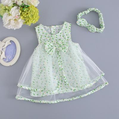 China Anti-wrinkle wholesale China factories baby clothes summer flower sleeveless baby clothes with hat for sale