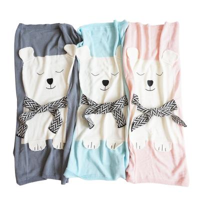 China Wholesale PORTABLE Warm Sale Baby Blanket Kids Soft Cute Baby Knitted Bear Blanket for sale