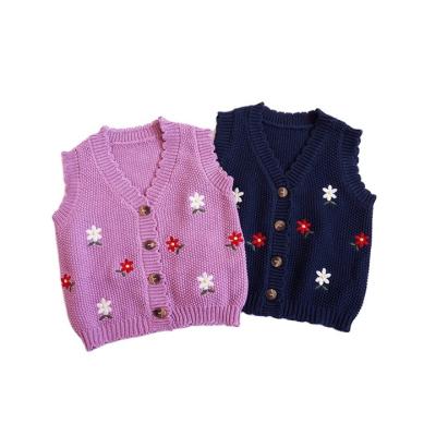 China Sleeveless Anti-Shrink Print Intarsia Pleat Knit Sweater Girls Sweater Vest for sale