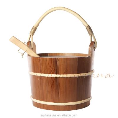 China Computer Control Panel 2 Gallon Canadia Red Cedar Sauna Bucket Plastic Coated with Cedar Dipper for sale