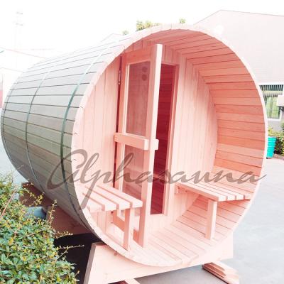 China Outdoor Computer Control Panel 100% Western Red Cedar Or Pine Barrel Sauna Room With Wood Burial Or Electric Stove for sale