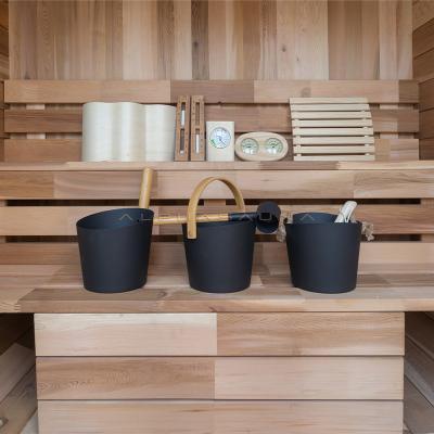 China Traditional Outdoor Sauna Room Accessories Wooden Sauna Bucket Set Manufacturer for sale