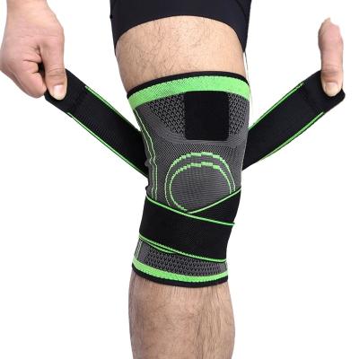 China Provide Sport Protection 3D Nylon Spandex Elastic Knit Compression Knee Brace Support Sleeve With Straps for sale