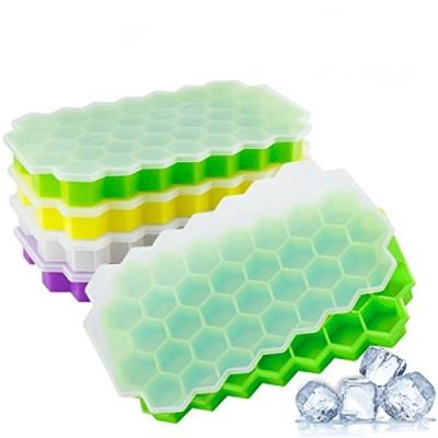 China Viable Mini Silicone Ice Cube Tray 37 Cavities BPA Free Silicone Ice Cube Container Maker With Lid for sale