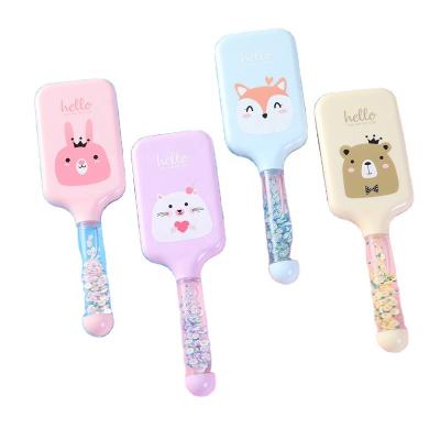 China Shell Customize Hairbrush Lovely Print Glitter Gift Children's Liquid Hair Brush Cushion Compact Transparent Rectangle Liquid Scalp Hair Brush for sale