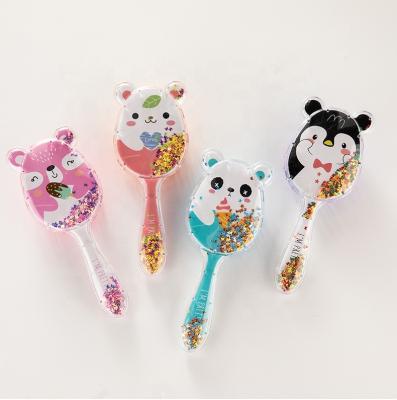 China New Design Big Size Waterproof Airbag Special Shaped Hairbrush Rubber Brush Transparent Shiny Soft Candy Confetti Customize Hair Brush for sale