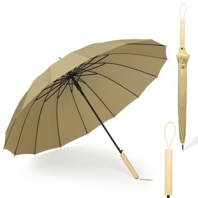 China Sunrain 16ribs wooden handle straight umbrella customized japanese colorful umbrella with wholesaler price for sale