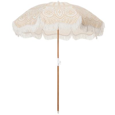 China 2m big size umbrella strong windproof waterproof fabric for umbrella beach umbrella with tassels for sale