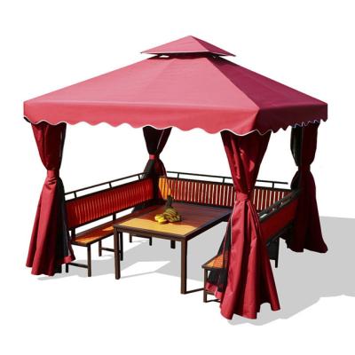 China Rust Red Low Price Fashionable Sun Rain Shade Aluminum Roman Gazebo Tent Patio Gazebo for Patio Double Roof Soft Canopy for sale