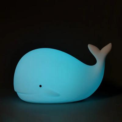 China Modern Creative Kids Gifts Soft Baby Kawaii Whale Silicone Night Light Sleep Nursery Lamp for sale