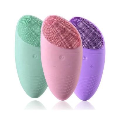 China Rechargeable Waterproof Electric Ultrasonic Deep Soft Silicone Facial Cleansing Brush Facial Cleanser for sale