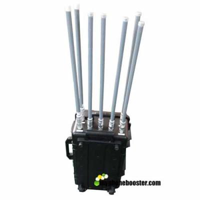 China 7 Antennas 350w High Power Luggage Portable Vehicle Mounted Jammer Blocker Manpack Military Signal Jammer  For 3G 4G GPS for sale