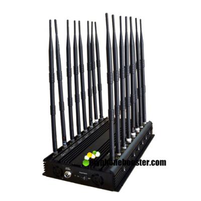 China 24 Hours Working 16 Antennas 38w Power Adjustable Vehicle Mounted Cellphone Jammer Blocker Lojack  Mobile Signal Jammer for sale