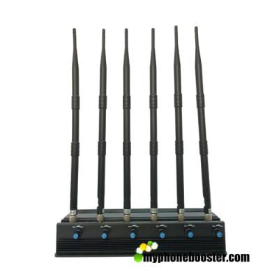 China Adjustable 6 Antennas 15w 3G/4G Cellphone Jammer Blocker Jam GPS Lojack 3G 4G Wifi Signals Long Time Working Fans Inside for sale