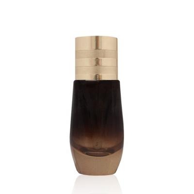 China Personal Care 20ml Sets Painted Brown Cosmetic Lotion Glass Bottle With Gold Aluminum Dropper for sale