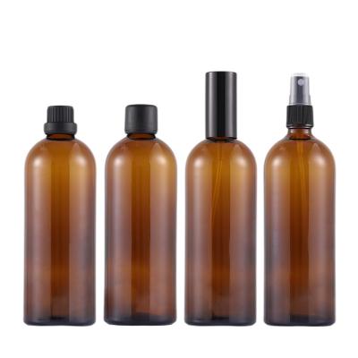 China Wholesale 100ml 200ml 250ml Cosmetic Amber Glass Bottle Essential Oil Customized Cosmetic Packaging for sale