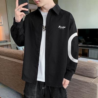 China 2022 Viable Men's Long Sleeve New Fashion Shirt Color Contrast Cotton Shirt Casual Literary Youth Lapel Top for sale