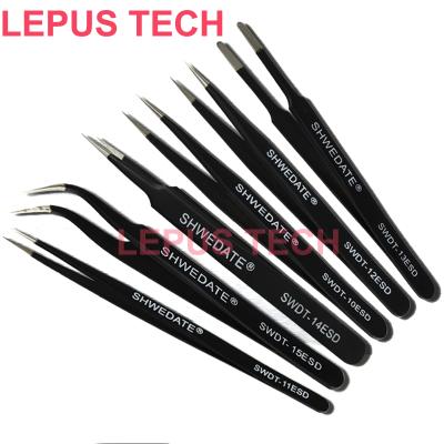 China SWDT ESD High Precision Stainless Steel Anti-Static Tweezers For iPhone Phone Repair Computer Cell Phone Anti-Static Tweezers Set Stainless Tools for sale