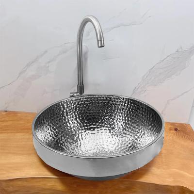 China Stainless Steel Toilet Sink Vintage Style Luxury Hotel Durable Handmade Hammered Sink for sale