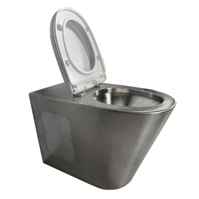 China Easy Clean Toilet Floor Installation WC Stainless Steel One Piece Closestool For Jail for sale