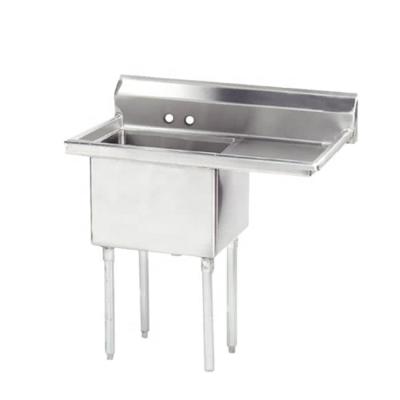 China Without Faucet Restaurant Used Freestanding Single Bowl Stainless Steel Commercial Kitchen Sink With Drainerboard for sale