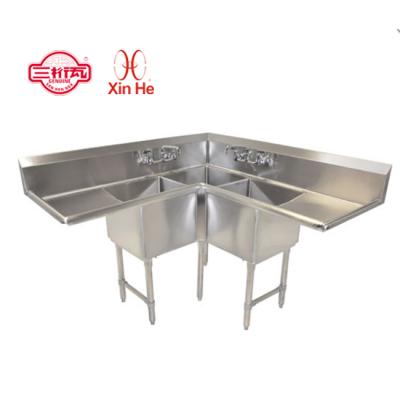 China Without Faucet Custom Commercial Stainless Steel Kitchen Sink Free Standing For Restaurant for sale