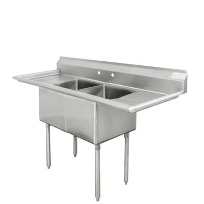 China Without Faucet Double Kitchen Commercial Stainless Steel Sink With Drainerboard for sale