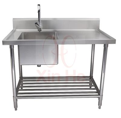 China Without Faucet Free Standing 304 Stainless Steel Commercial Sink With Drainer for sale