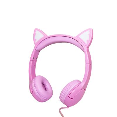 China Colorful Earphone Kids Headphones Led Lovely Cat Ear Style Children Headphone Glowing For Online Class Study for sale