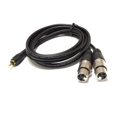 China DVD Player RCA Male To Dual XLR 3 PIN Female Y Splitter Cable For Microphone DMX RCA Cable To XLR Converter for sale