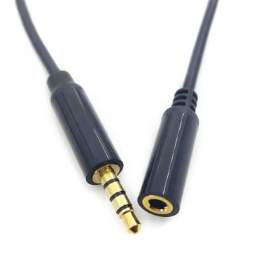 China Car 3.5mm TRRS Jack Male to Female Audio Cable Extension 1/8 Inch 4 Poles Jack Earphone Cable Extension 25cm for sale