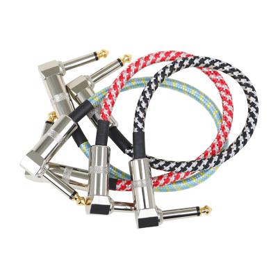 China HOME THEATER 6.35mm TS Male to Male Heavy Duty Metal Right Angle Connectors Jacket Guitar Effect Pedal Patch Nylon Braided Cable for sale