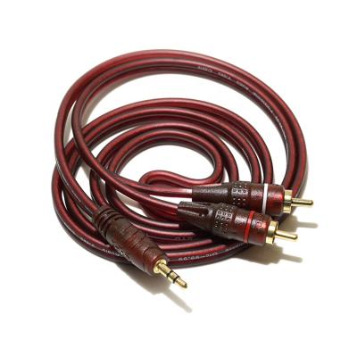 China Car Stereo 3.5mm Plug Male to 2x RCA Male Y-splitter Cable Adapter 4N OFC RCA Low Noise Low Noise Audio Cable 1.5m/3m/5m/10m/15m for sale