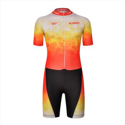 China Breathable Hot Selling Orange Short Sleeved Zipper Closure Bicycle Gear Cycling Sports Roller Skating Uniform Set For Men for sale